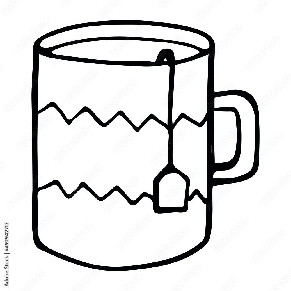 Cute Cup Of Tea Illustration Isolated On A White Background. Simple Mug  Clip Art. Cozy Home Doodle. Stock Vector | Adobe Stock