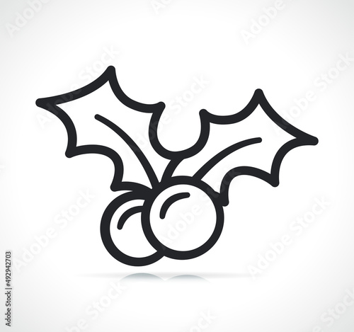 holly berry thin line icon isolated design