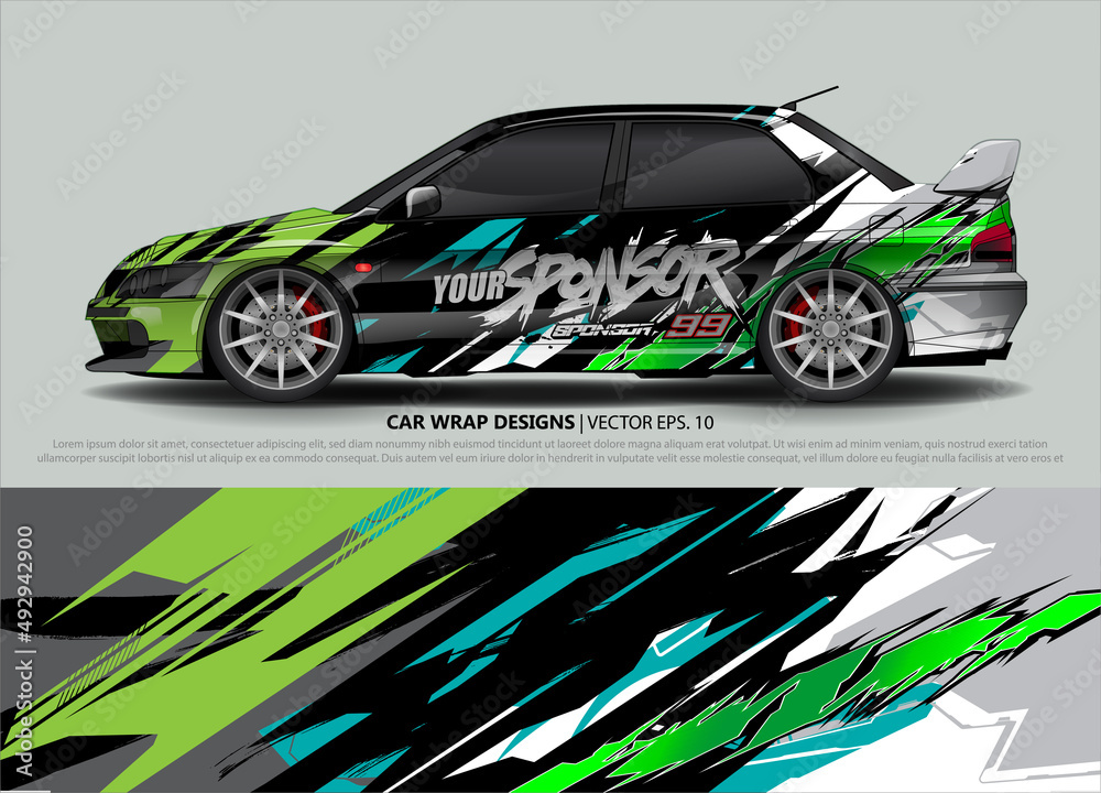 Car wrap decal design vector. abstract Graphic background kit designs for vehicle, race car, rally, livery, sport car
Car wrap decal design vector. abstract Graphic background kit designs for vehicle, race car, rally, livery, sport car