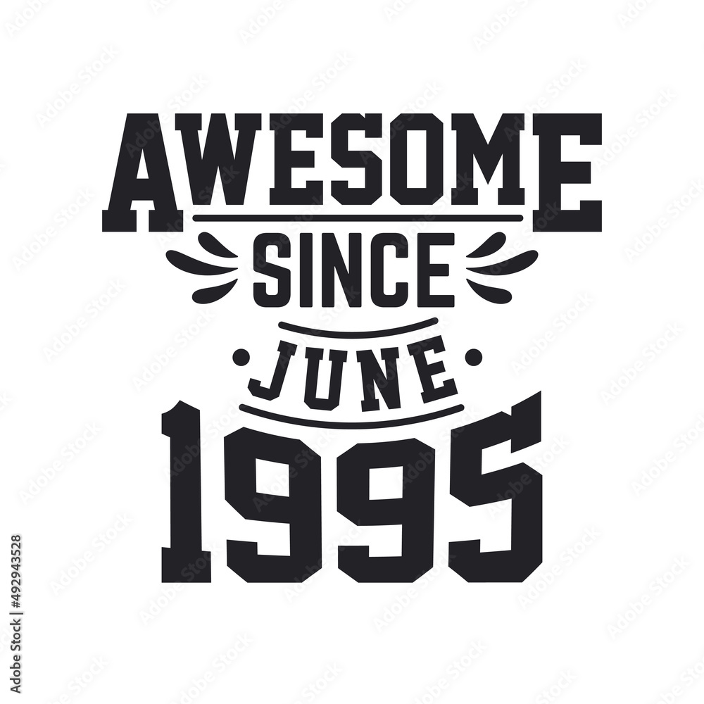 Born in June 1995 Retro Vintage Birthday, Awesome Since June 1995