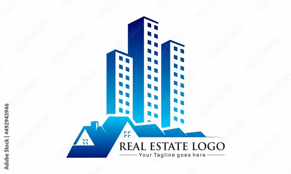 Elegant blue real estate logo design Elegant blue real estate logo design