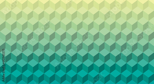 Geometric, 3D geometric pattern, three-dimensional  cube continuous pattern, seamless background illustration, gradation color wheel