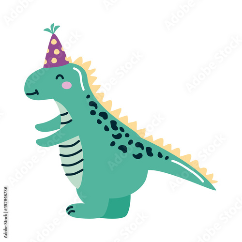 tyrannosaurus with birthday hat