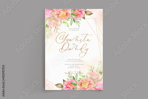 watercolor floral card with elegant flowers © lukasdedi