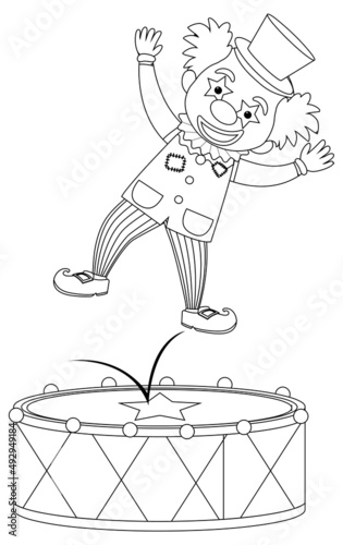 Clown doodle outline for colouring