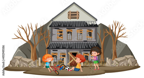 Isolated scene with abandoned house