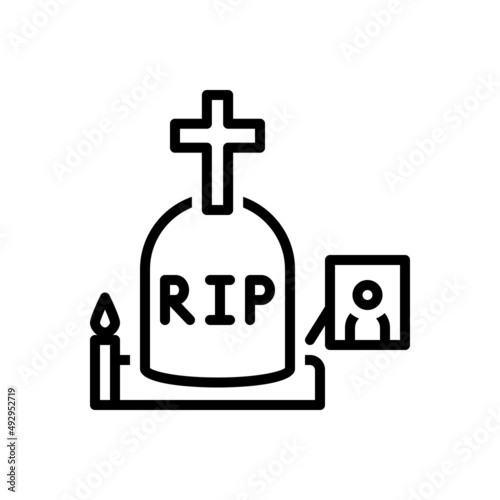 Black line icon for funeral