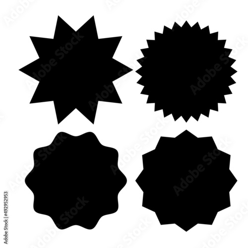 Set of black blank labels various shape isolated on whiteVector illustration 
