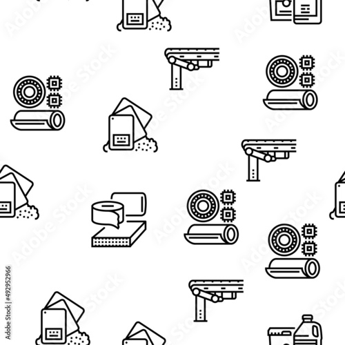 Polymer Material Industry Goods Vector Seamless Pattern Thin Line Illustration