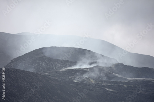 Closeup of the new lavafield of the volcano eruption at Fagradalsfjall