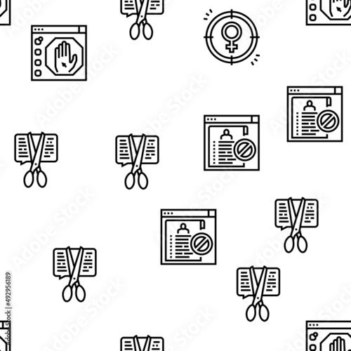 Cancel Culture And Discrimination Vector Seamless Pattern Thin Line Illustration