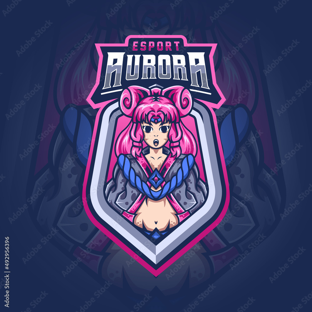 Woman Anime Mascot Esport Logo Design Illustration For Gaming Club