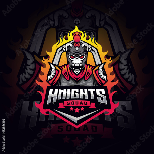 Knight Skull Mascot Esport Logo Design Illustration For Gaming