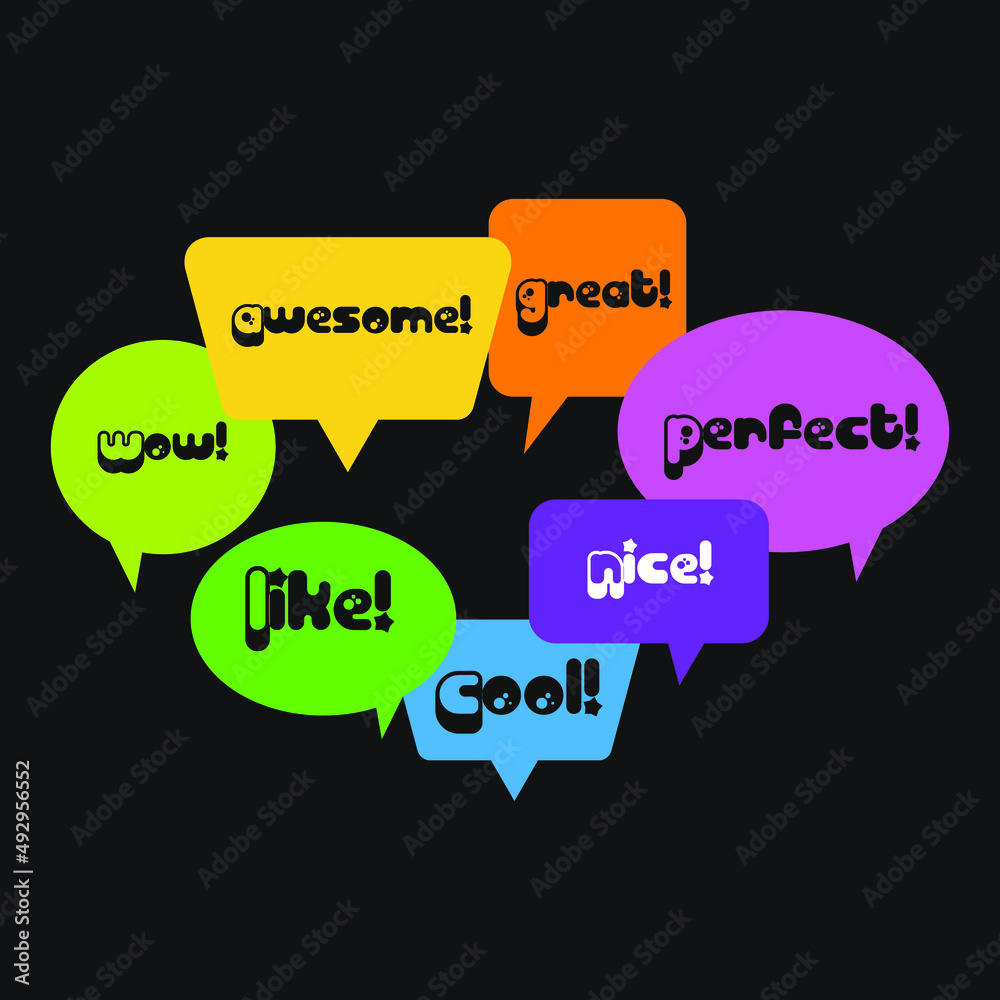 Bubbles chat expression with different text and color