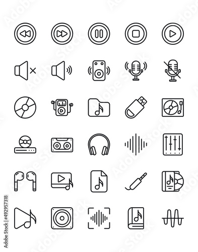 Audio Icon Set 30 isolated on white background
