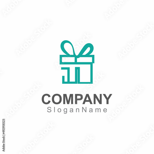 Gift box surprise logo design vector template Image art concept