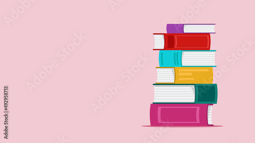 Stack of books. Vector illustration with copy space