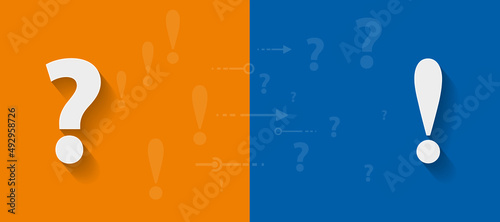 Faq. Questions and answers. Concept of doubt and certainty. Informations banner with copy space. Vector illustration