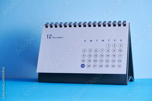 close up of desk calendar on month od december