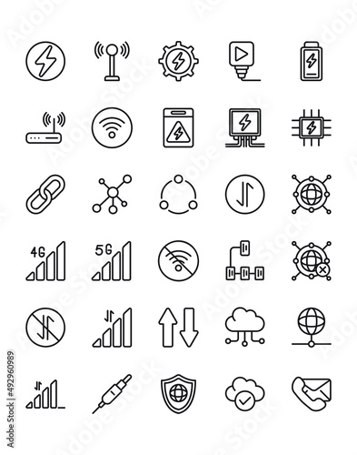 Connection Icon Set 30 isolated on white background