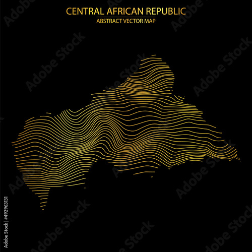 abstract map of Central African Republic - vector illustration of striped gold colored map 