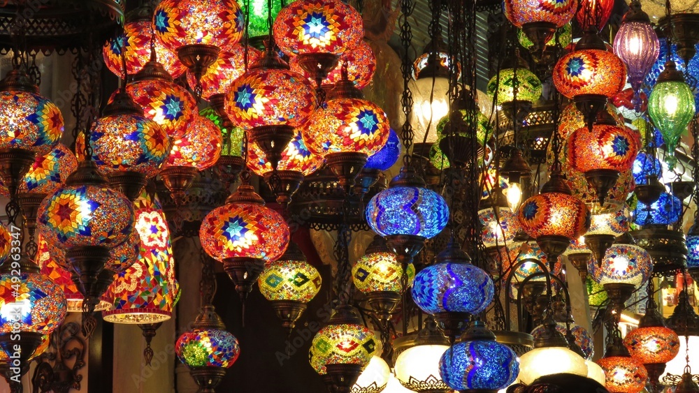 Colorful lights, Grand Bazaar, Istanbul, Turkey