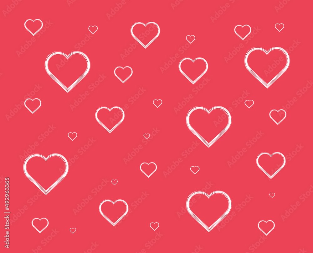 Hearts pattern background for valentine's day. Card decorated with pattern hearts. Vector illustration