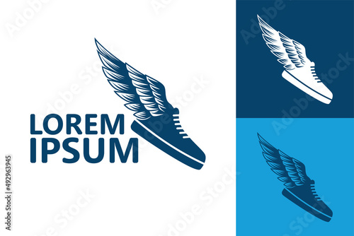 Wing shoe logo template design vector