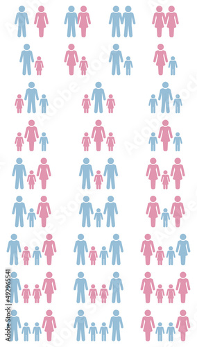 Symbole Familienmodelle Rosa Hellblau