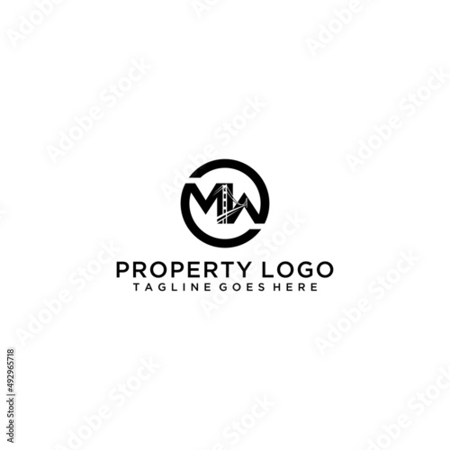 MW lettering with bridge for your logo design 