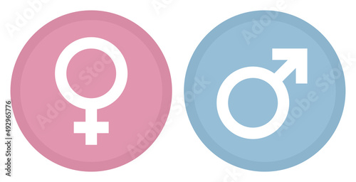 Kreise Dunkler Rand Symbole Weiblich & Männlich Rosa Hellblau