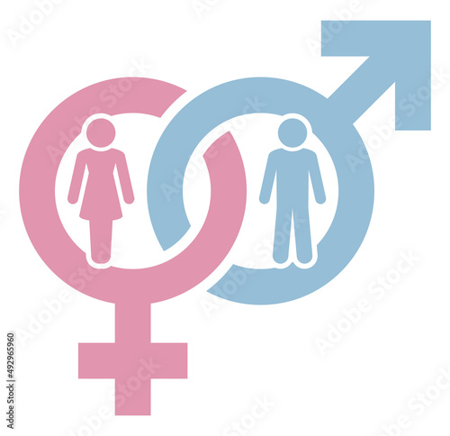 Symbole Weiblich & Männlich Figuren Kombination Rosa Hellblau