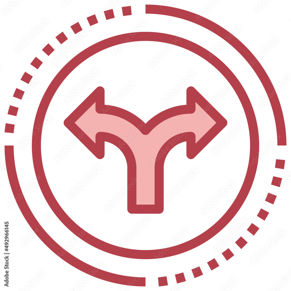 TWO WAY red line icon,linear,outline,graphic,illustration TWO WAY red line icon,linear,outline,graphic,illustration