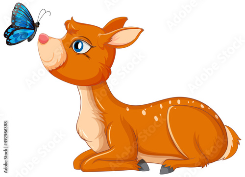 A cute deer on white background
