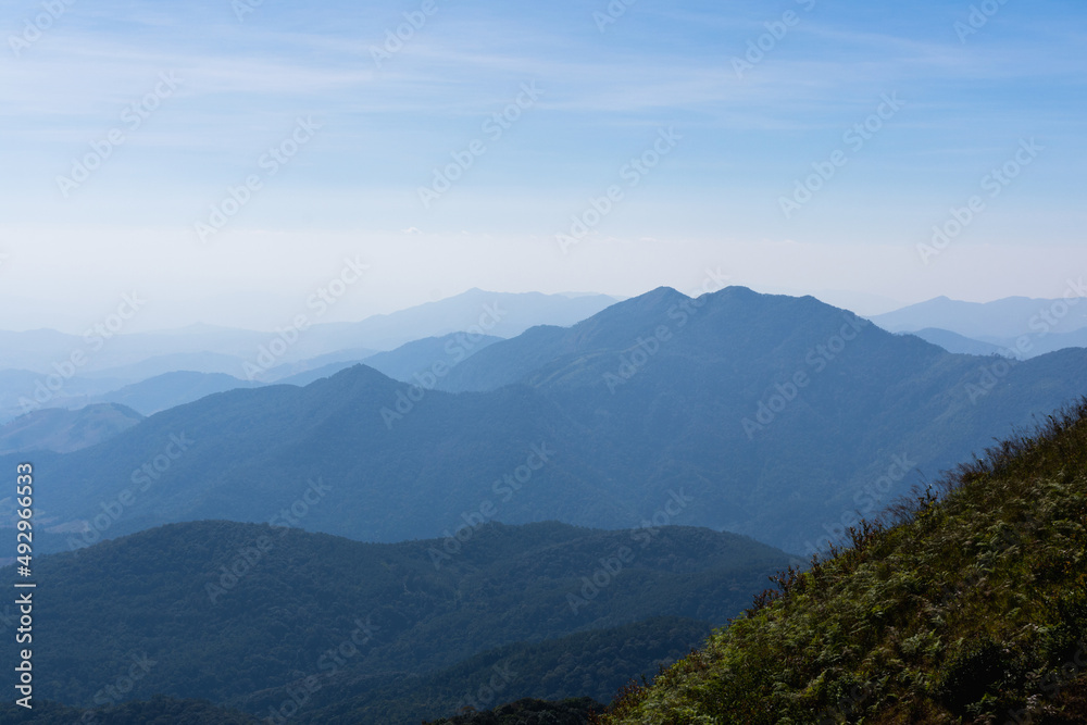 Mountain range layer with faded fog. Mountain range layer with faded fog.