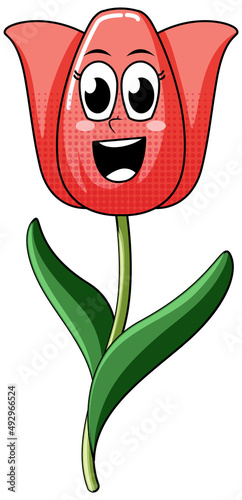 A flower cartoon character on white background