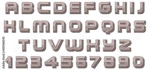 A set of English alphabet space font on white background