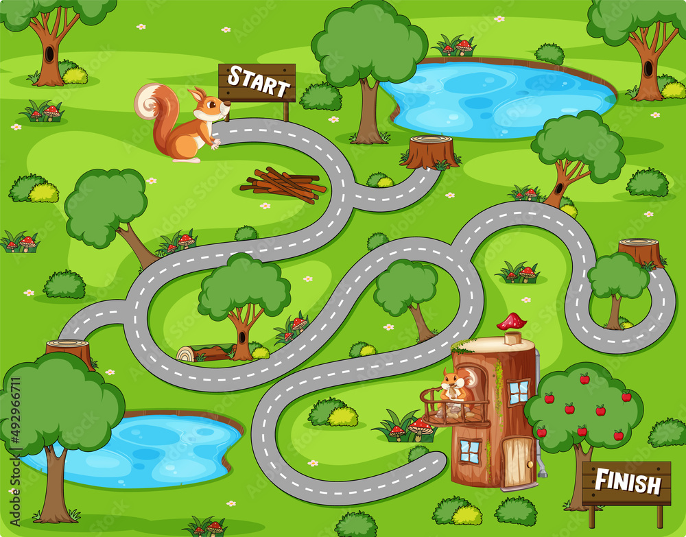 Naklejka premium A squirrel maze games template