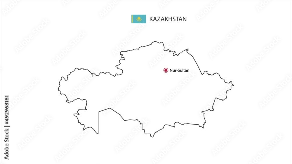 Motions point of Nur-Sultan City with Kazakhstan flag and Kazakhstan map. Motions point of Nur-Sultan City with Kazakhstan flag and Kazakhstan map.