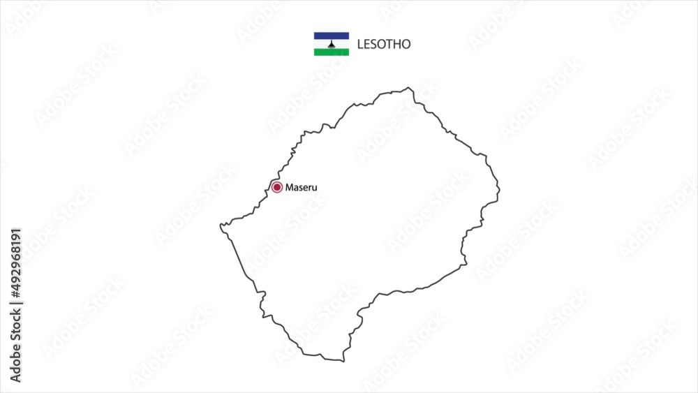 Motions point of Maseru City with Lesotho flag and Lesotho map. Motions point of Maseru City with Lesotho flag and Lesotho map.