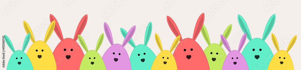 Obraz premium Funny Easter rabbits. Banner concept. Vector