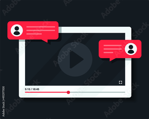 Video content chat comments. Vector illustration