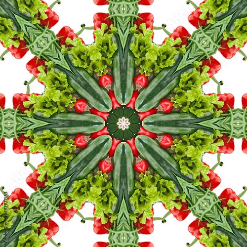 Abstract Pattern Mandala Flowers Full Color Red Green White 8