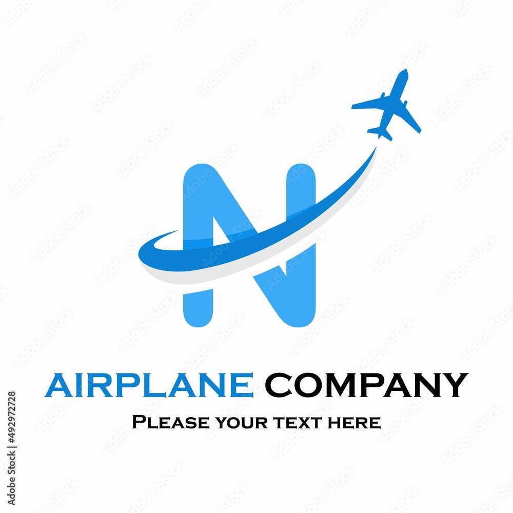 Letter n with plane vector logo. Suitable for travel,transportation, agency, brand, corporate etc Letter n with plane vector logo. Suitable for travel,transportation, agency, brand, corporate etc