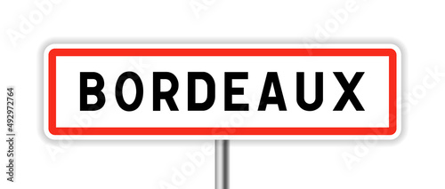 Bordeaux road sign city in France vector illustration.