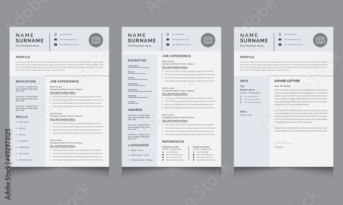 Creative Resume Layout Set with Minimalist Resume Layout with Cover Letter Templates
