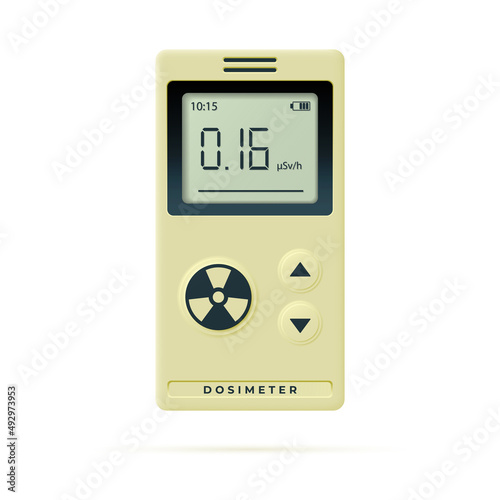 Personal dosimeter measuring gamma radiation. Vector 3d illustration.
