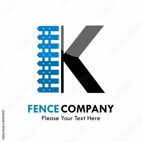 Letter k with fence logo template illustration. suitable for identity, company, web, industrial.