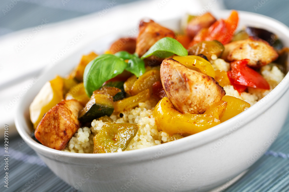CousCous Bowl whit Meat and Mixed Grilled Vegetables