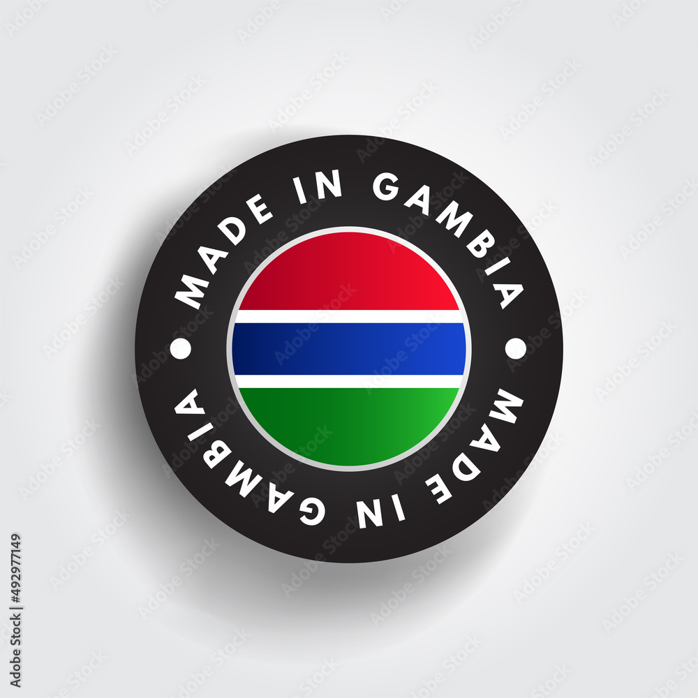 Made in Gambia text emblem badge, concept background Made in Gambia text emblem badge, concept background